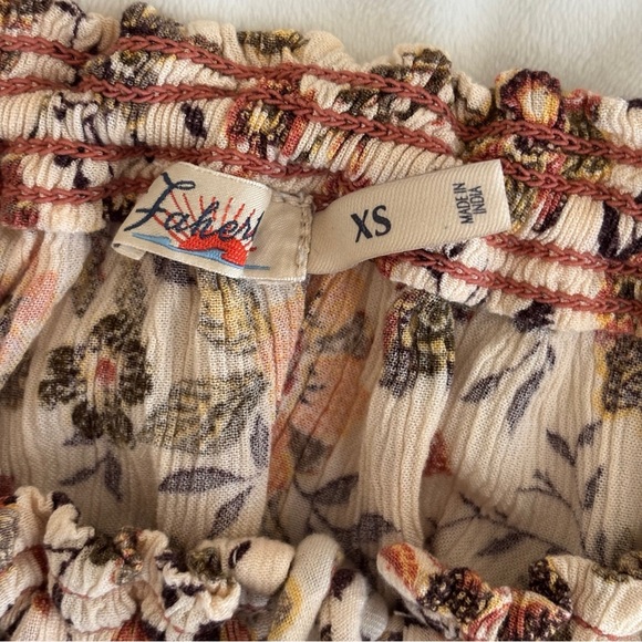 Faherty Emery Floral Print Gauze Peasant Blouse XS - Picture 7 of 8